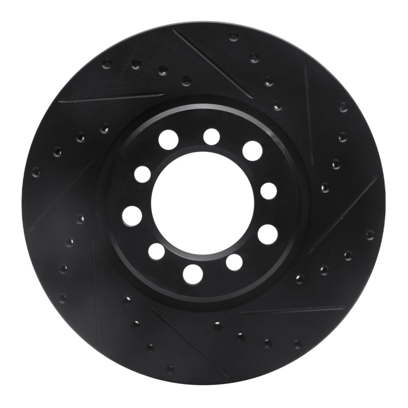 R1 Concepts 85-91 Mercedes-Benz 300SD Front Right Drilled & Slotted Black Brake Rotor