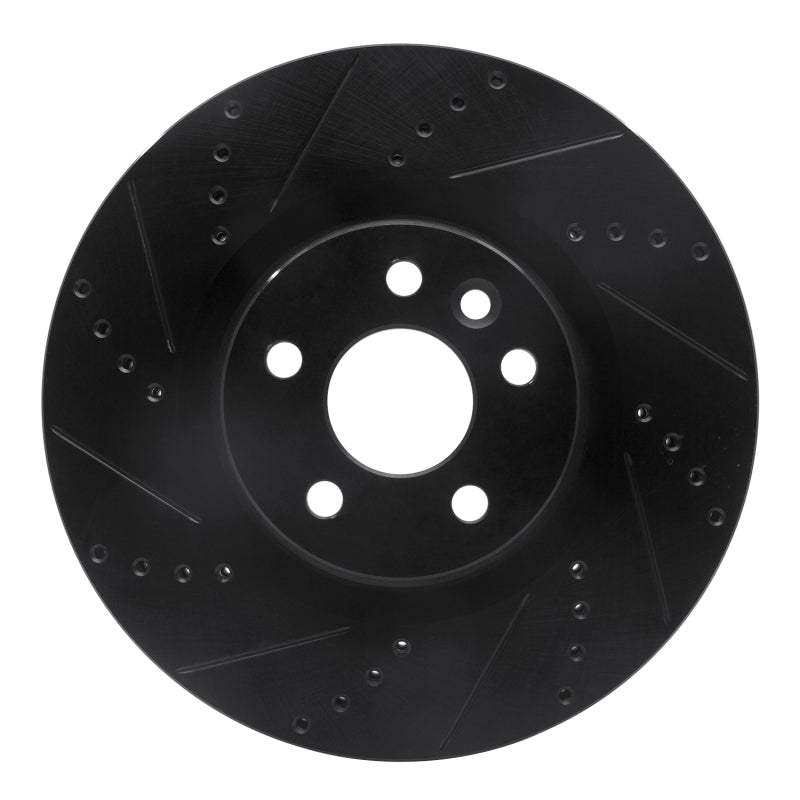 R1 Concepts 15-19 Jaguar E-Pace Front Left Drilled & Slotted Black Brake Rotor