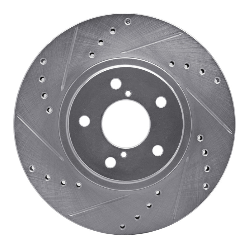 R1 Concepts 90-16 Saab 9-2X Front Left Drilled & Slotted Silver Brake Rotor