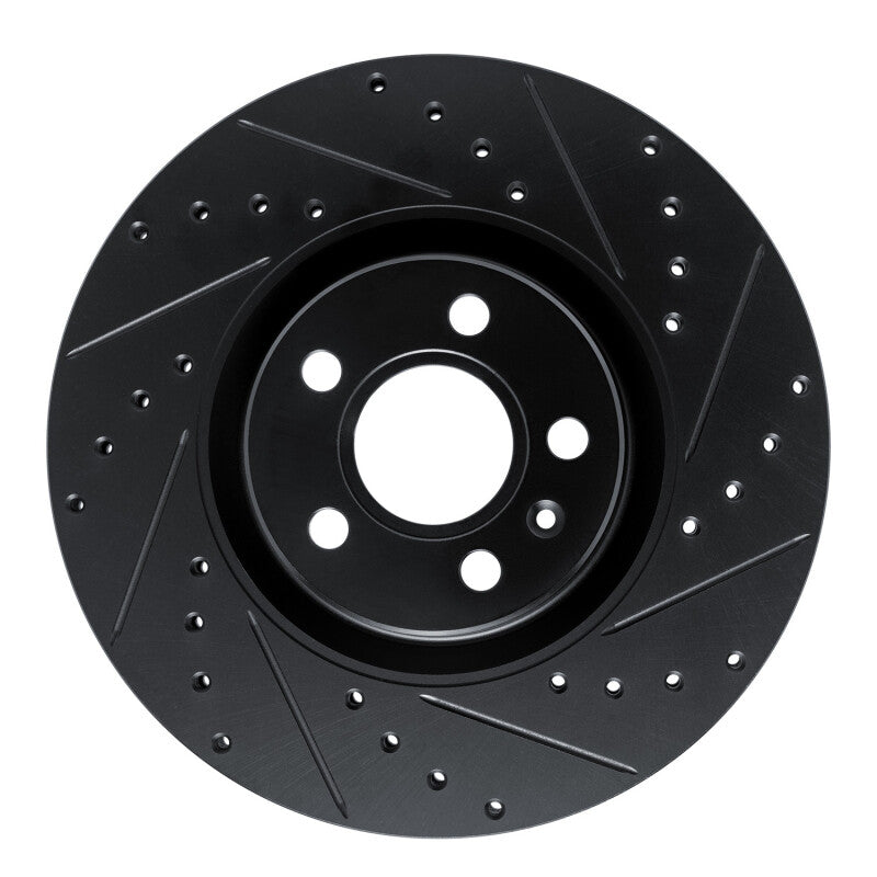 R1 Concepts 17-25 Volvo V90 Front Right Drilled & Slotted Black Brake Rotor