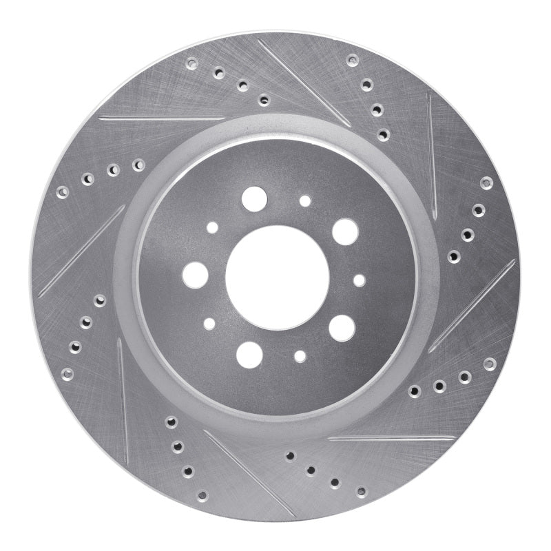 R1 Concepts 04-07 Volvo S60 Rear Right Drilled & Slotted Silver Brake Rotor