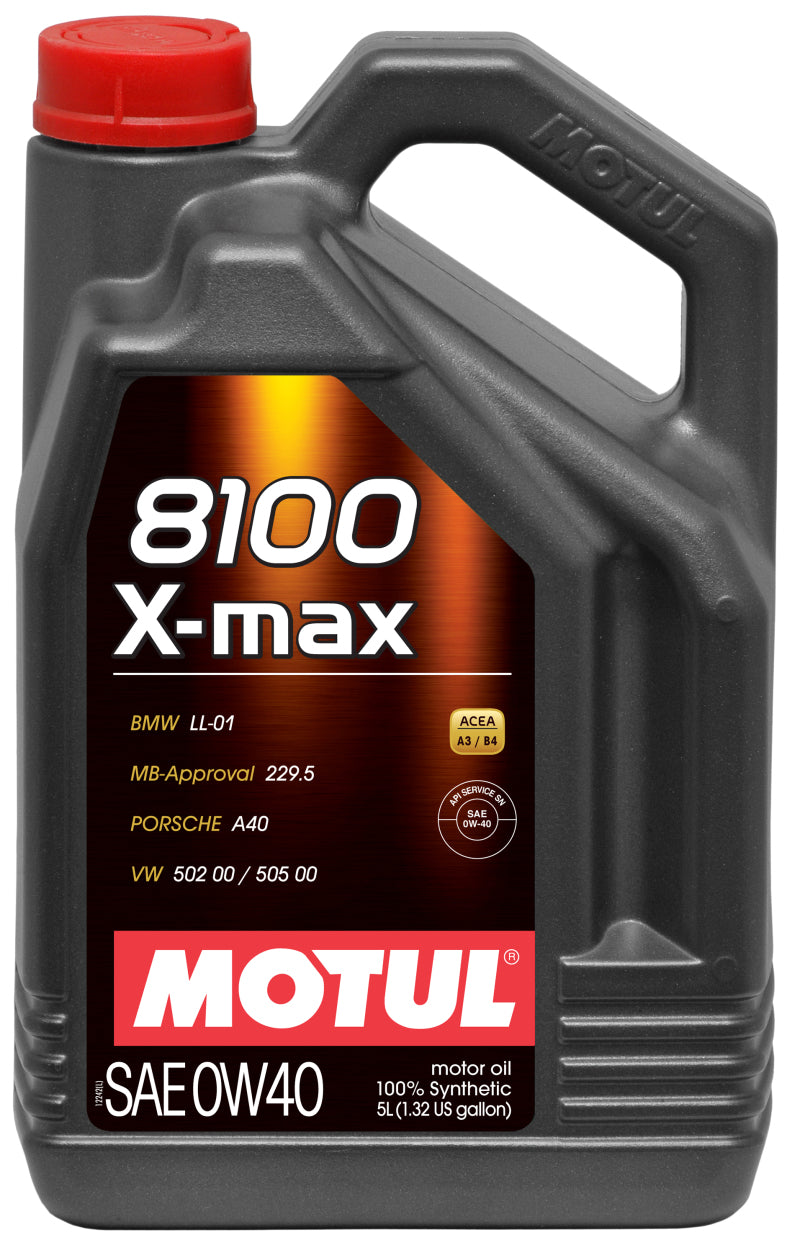 Motul  5L Synthetic Engine Oil 8100 0W40 X-Max - Porsche A40 - Case Of 4