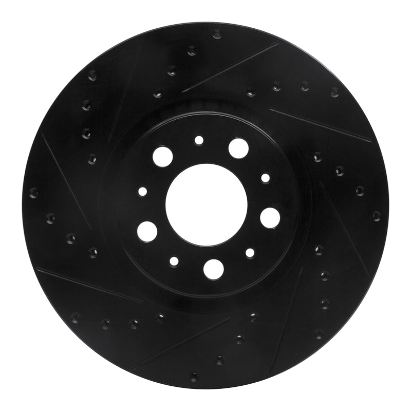 R1 Concepts 03-09 Volvo S60 Front Left Drilled & Slotted Black Brake Rotor