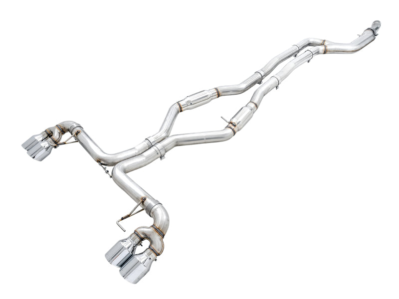 AWE Tuning Track Edition Exhaust Quad Chrome Silver Tips - BMW 2019+ M340i (G20)