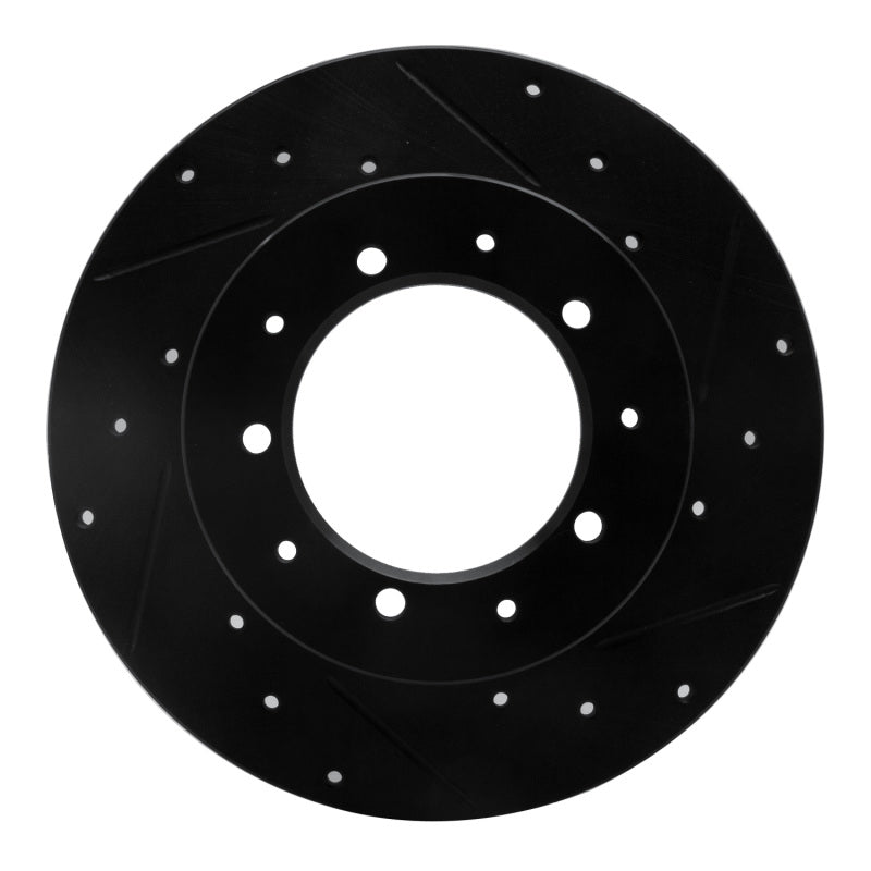 R1 Concepts 74-16 Land Rover Defender 90 Rear Right Drilled & Slotted Black Brake Rotor