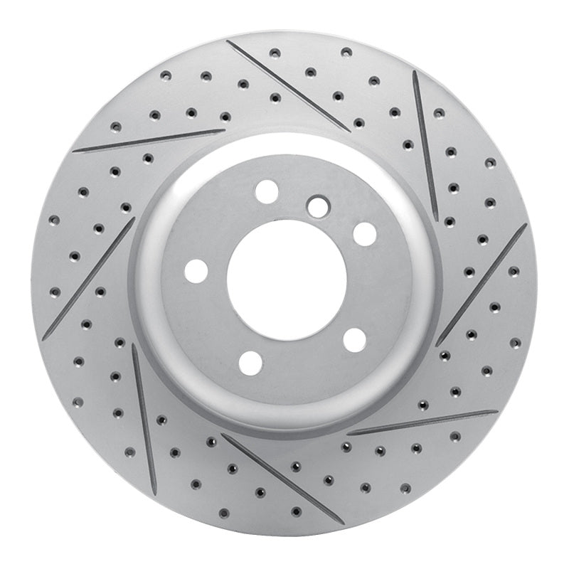 R1 Concepts 04-10 BMW 645Ci Front Right Drilled & Slotted Geo-Carbon Rotor