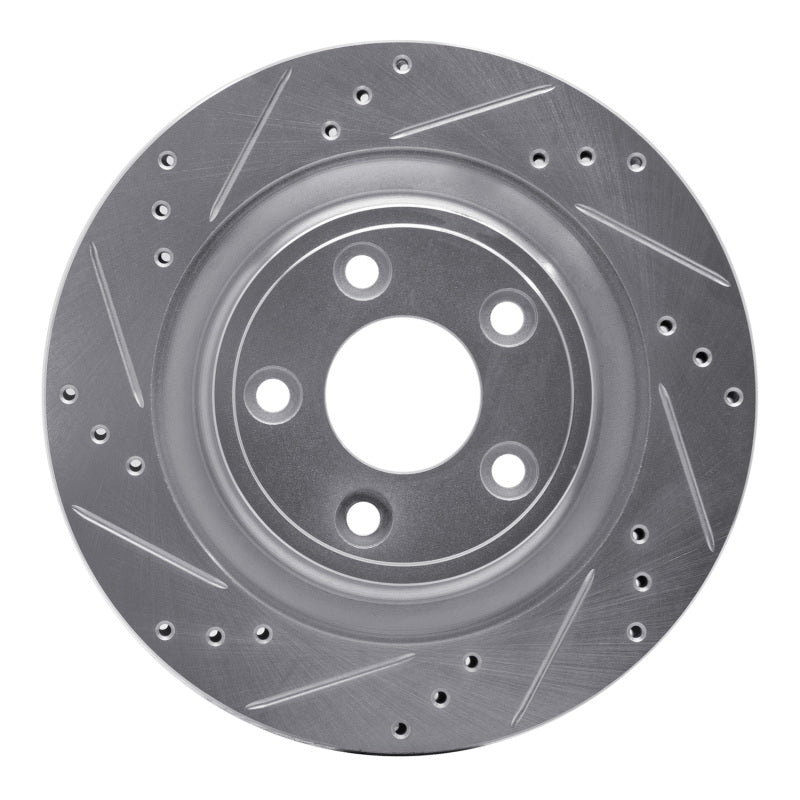 R1 Concepts 06-08 Jaguar S-Type Rear Left Drilled & Slotted Silver Brake Rotor