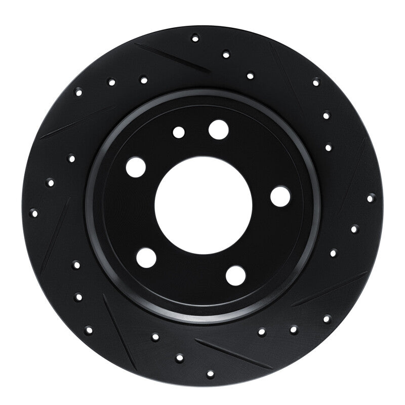 R1 Concepts 87-92 BMW 735I Rear Right Drilled & Slotted Black Brake Rotor