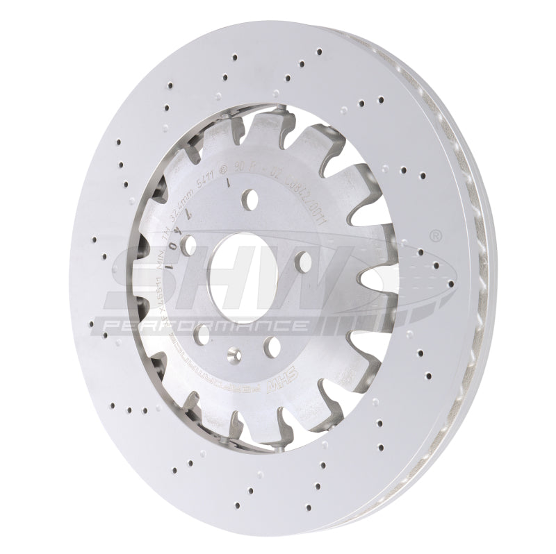 SHW Performance 18-21 Audi TT Quattro 2.0L Front Drilled-Dimpled Lightweight Brake Rotor (8S0615301L)
