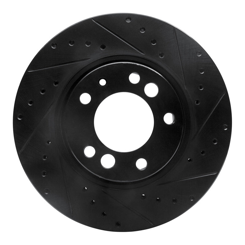 R1 Concepts 91-93 BMW M5 Front Right Drilled & Slotted Black Brake Rotor
