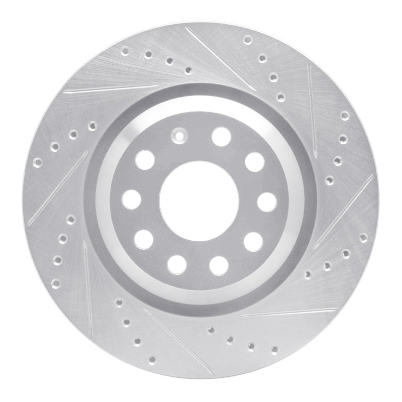 R1 Concepts 06-25 Audi Q3 Rear Right Drilled & Slotted Silver Brake Rotor