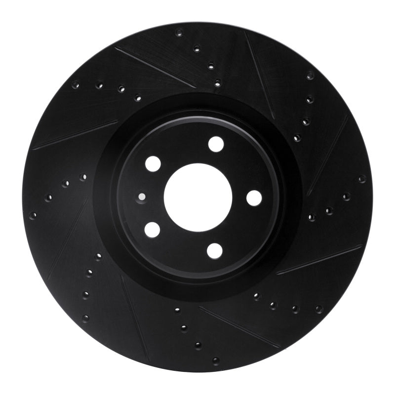 R1 Concepts 12-18 Audi A8 Front Right Drilled & Slotted Black Brake Rotor