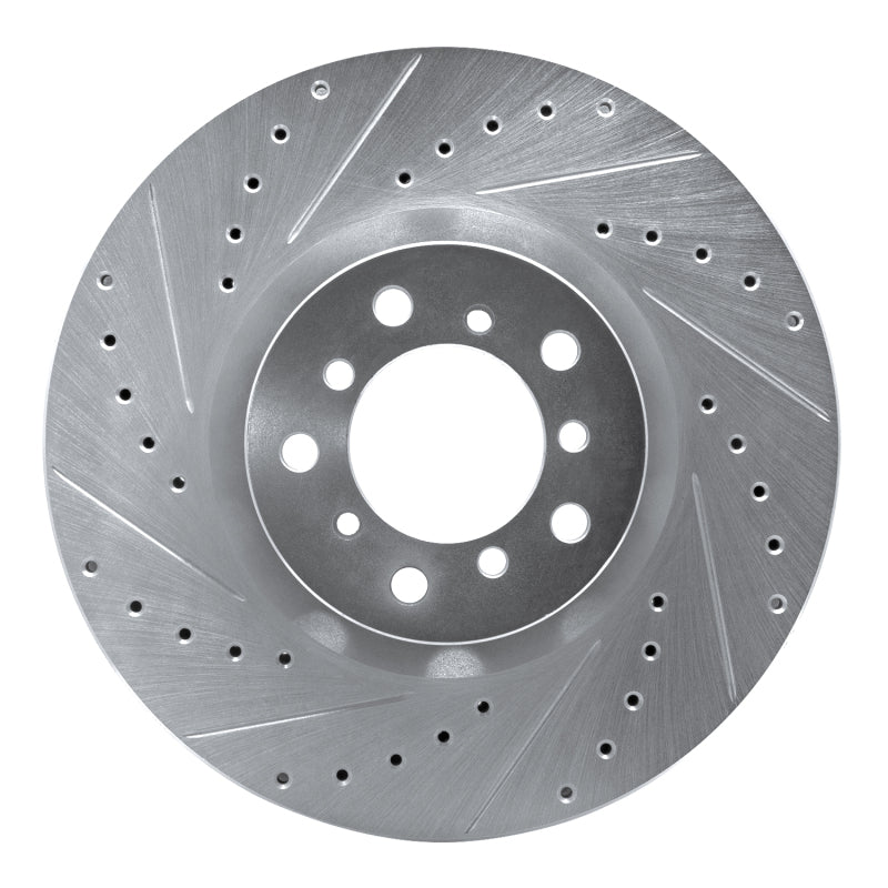 R1 Concepts 00-03 BMW M5 Right Front Drilled & Slotted Silver Brake Rotor