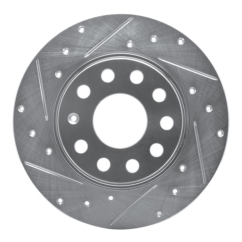 R1 Concepts 05-25 Audi A3 Sportback E-Tron Rear Left Drilled & Slotted Silver Brake Rotor