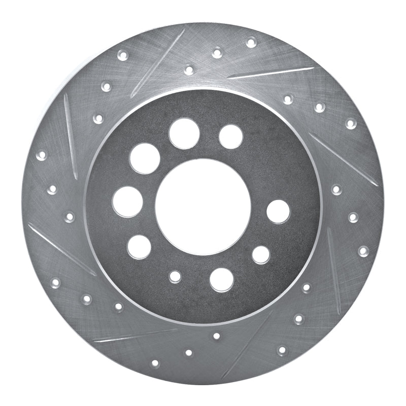 R1 Concepts 1974-1995 Volvo 245 Rear Left Drilled & Slotted Silver Brake Rotor