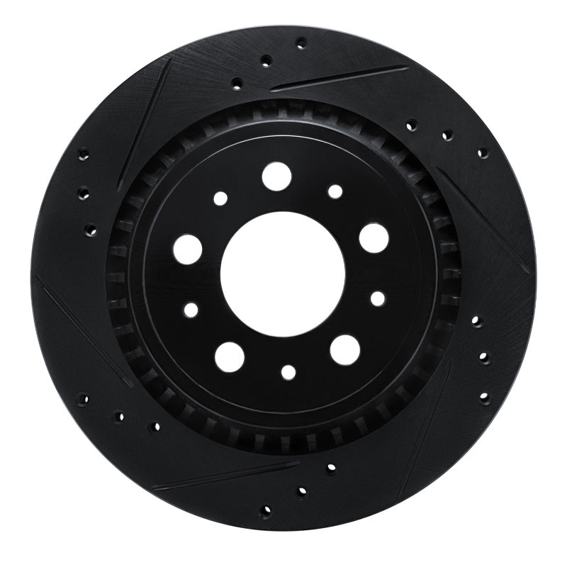 R1 Concepts 00-00 Volvo V70 Rear Left Drilled & Slotted Black Brake Rotor