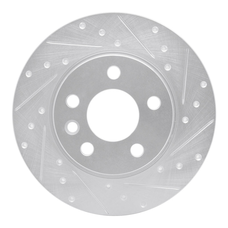 R1 Concepts 96-00 Volkswagen EuroVan Rear Right Drilled & Slotted Silver Brake Rotor