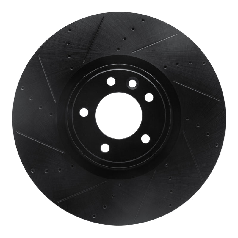 R1 Concepts 18-25 Land Rover Defender 110 Front Left Drilled & Slotted Black Brake Rotor