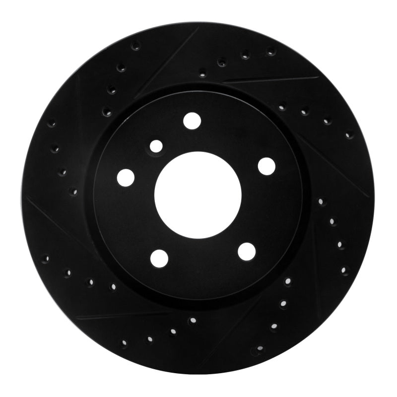 R1 Concepts 94-02 Land Rover Range Rover Front Right Drilled & Slotted Black Brake Rotor