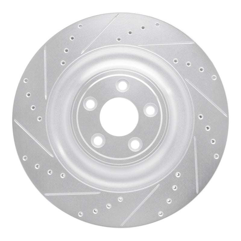 R1 Concepts 10-24 Jaguar XFR Rear Left Drilled & Slotted Silver Brake Rotor