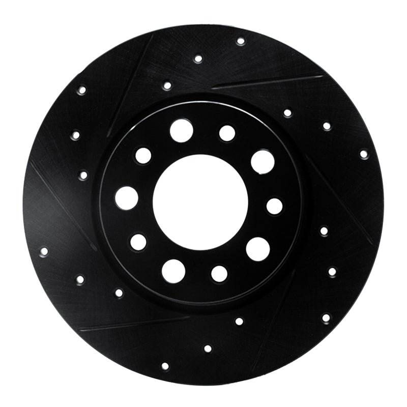 R1 Concepts 15-25 Alfa Romeo Tonale Rear Left Drilled & Slotted Black Brake Rotor