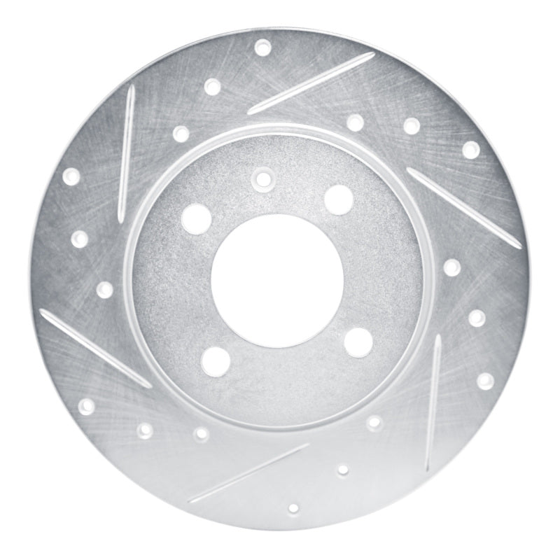R1 Concepts 84-97 Audi Coupe Front Left Drilled & Slotted Silver Brake Rotor
