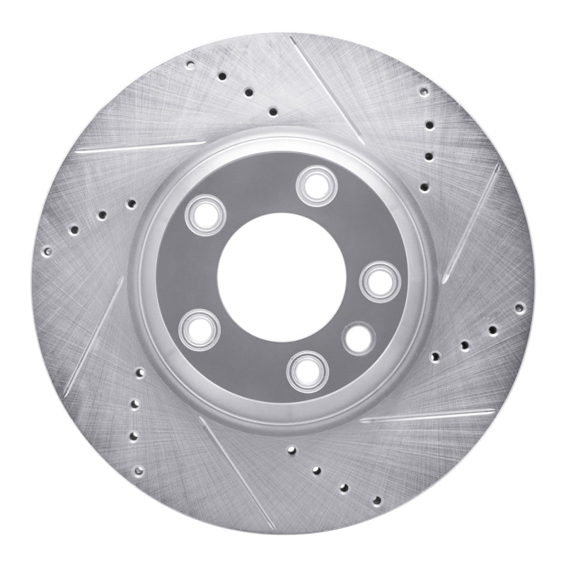 R1 Concepts 03-15 Audi Q7 Left Front Drilled & Slotted Silver Brake Rotor