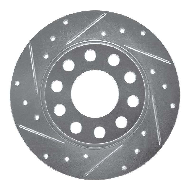 R1 Concepts 00-08 Audi A4 (USA/Canada) Rear Left Drilled & Slotted Silver Brake Rotor