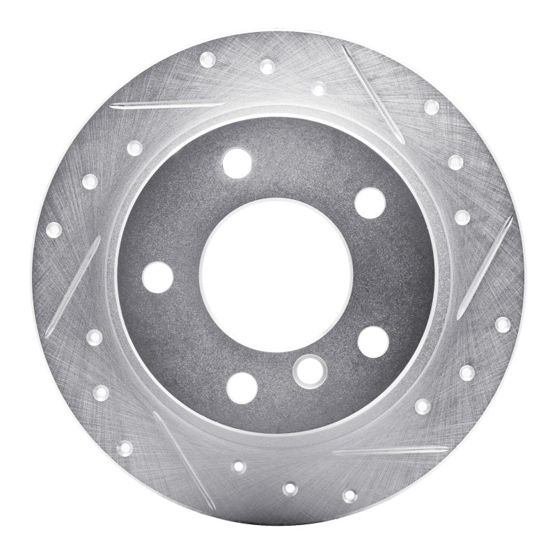 R1 Concepts 95-99 BMW 318TI Rear Right Drilled & Slotted Silver Brake Rotor