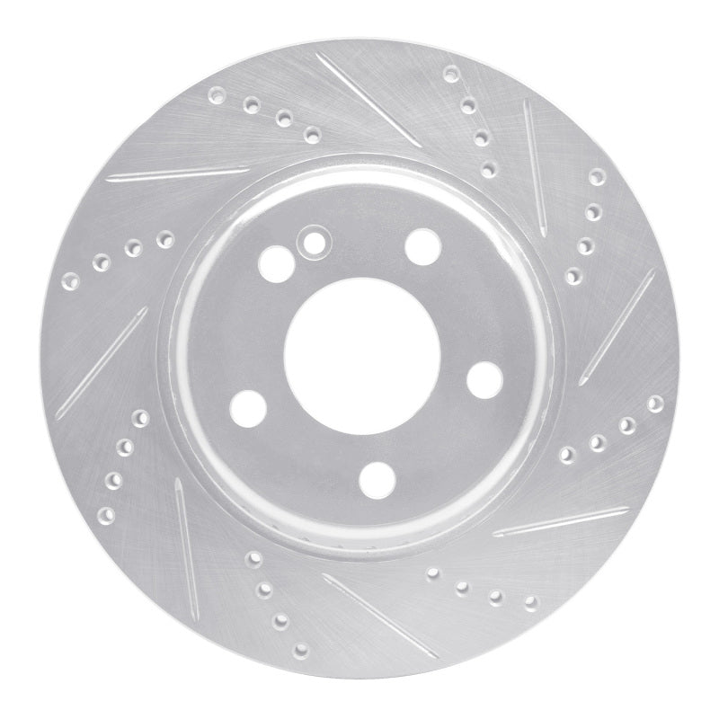 R1 Concepts 15-23 Mercedes-Benz C300 Coupe & Convertible Rear Right Drilled & Slotted Silver Brake Rotor