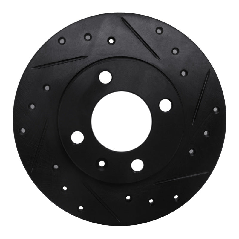 R1 Concepts 86-93 Volkswagen Quantum Rear Right Drilled & Slotted Black Brake Rotor