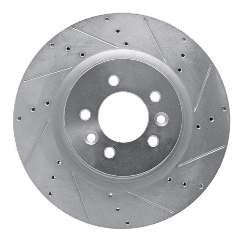 R1 Concepts 06-17 Land Rover Range Rover Front Right Drilled & Slotted Silver Brake Rotor