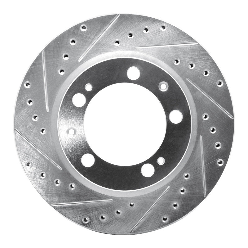 R1 Concepts 89-97 Porsche 911 Front Left Drilled & Slotted Silver Brake Rotor