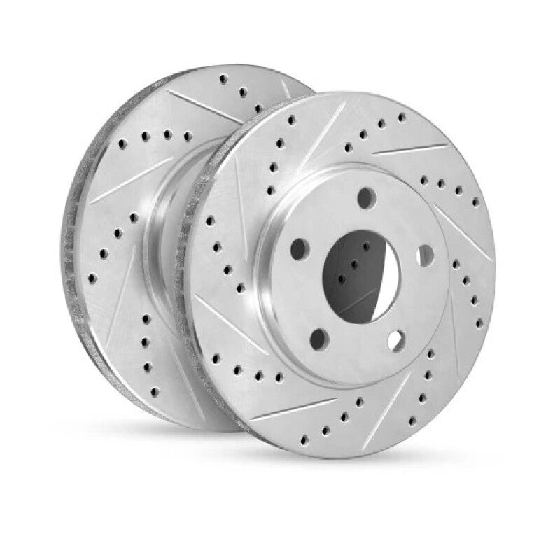R1 Concepts 08-11 Audi S5 Front Right Drilled & Slotted Silver Brake Rotor