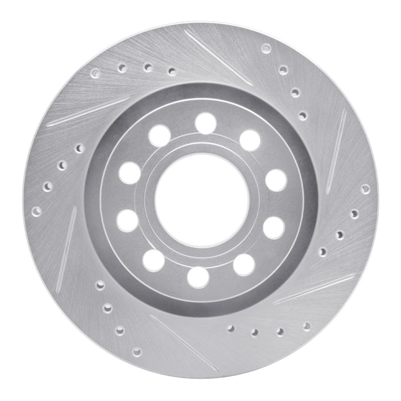 R1 Concepts 04-05 Audi ALLROAD Rear Right Drilled & Slotted Silver Brake Rotor