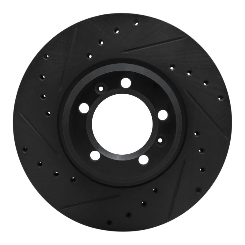 R1 Concepts 81-89 Alfa Romeo Milano Front Left Drilled & Slotted Black Brake Rotor