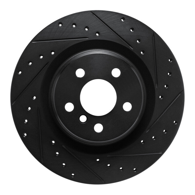 R1 Concepts -24 BMW X2 Rear Right Drilled & Slotted Black Brake Rotor