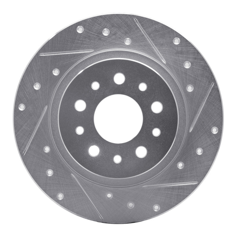 R1 Concepts 14-19 Fiat 500L Rear Right Drilled & Slotted Silver Brake Rotor