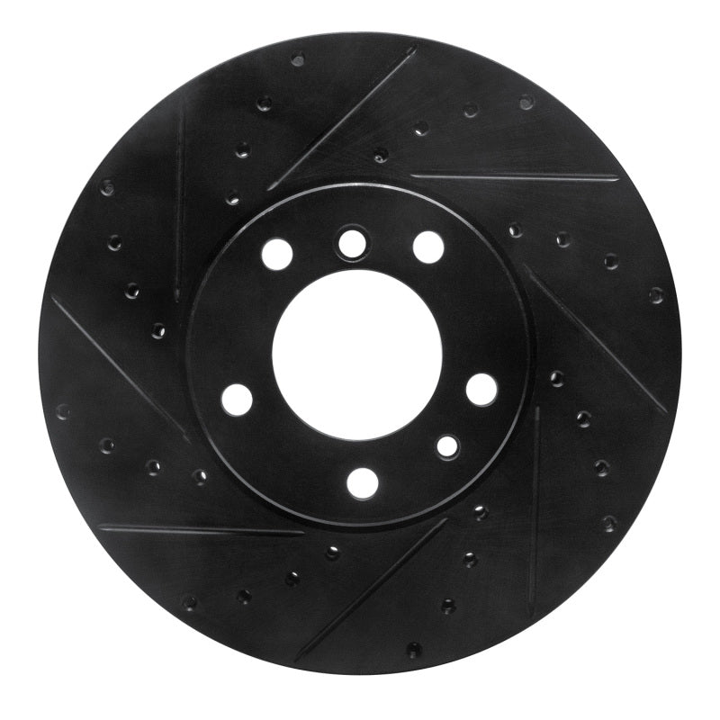 R1 Concepts 91-01 BMW 740I Front Left Drilled & Slotted Black Brake Rotor