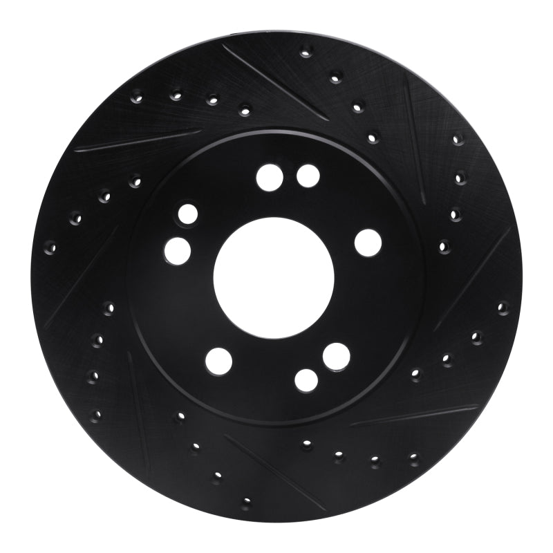 R1 Concepts 84-95 Mercedes-Benz 260E Front Right Drilled & Slotted Black Brake Rotor
