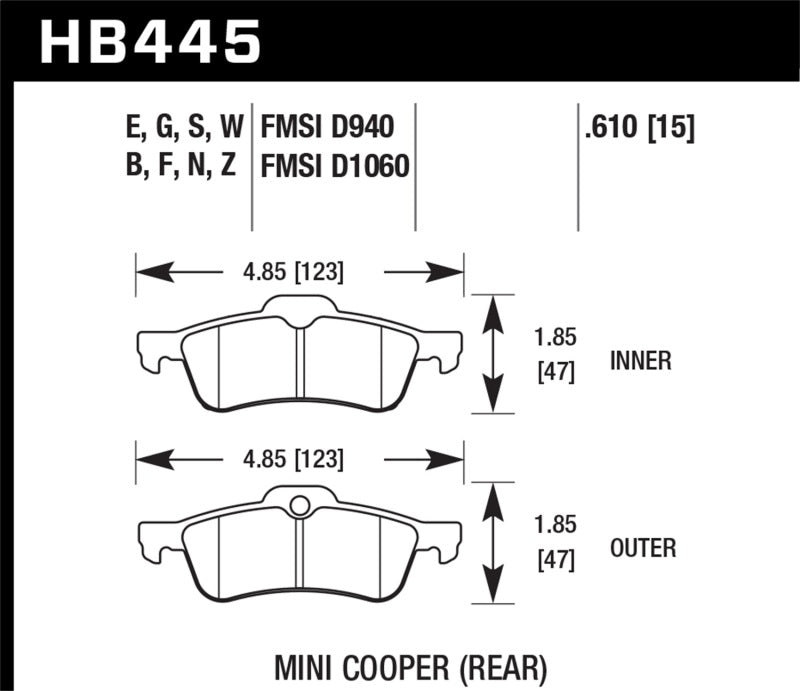 Hawk Performance 02-06 Mini Cooper / Cooper S  Blue Race Rear Brake Pads