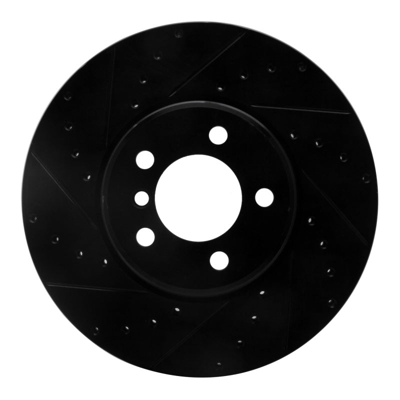 R1 Concepts 02-05 Land Rover Freelander Front Left Drilled & Slotted Black Brake Rotor