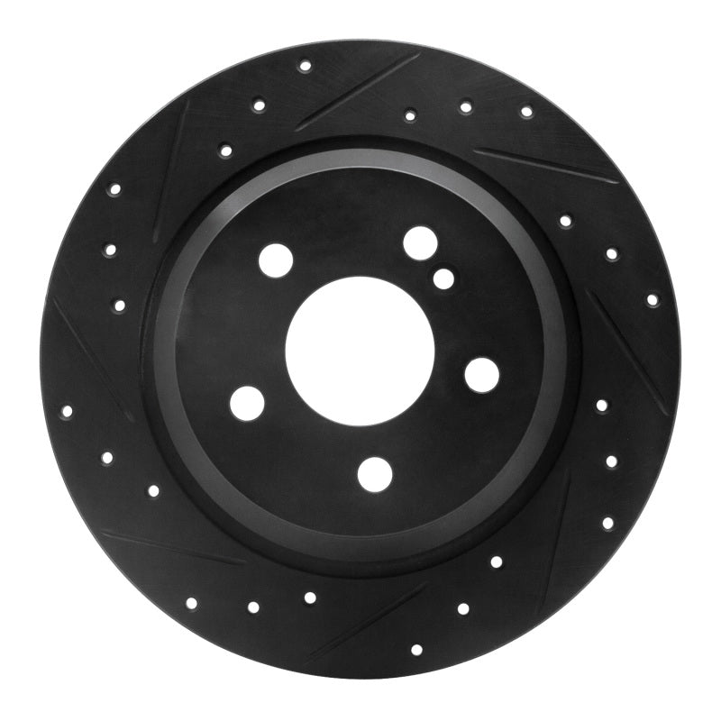 R1 Concepts 03-06 Mercedes-Benz CL500 Rear Left Drilled & Slotted Black Brake Rotor