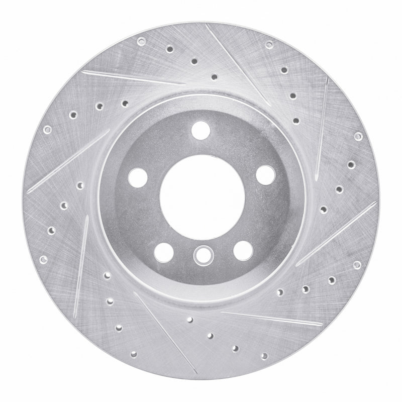 R1 Concepts 07-19 BMW X6 Rear Right Drilled & Slotted Silver Brake Rotor