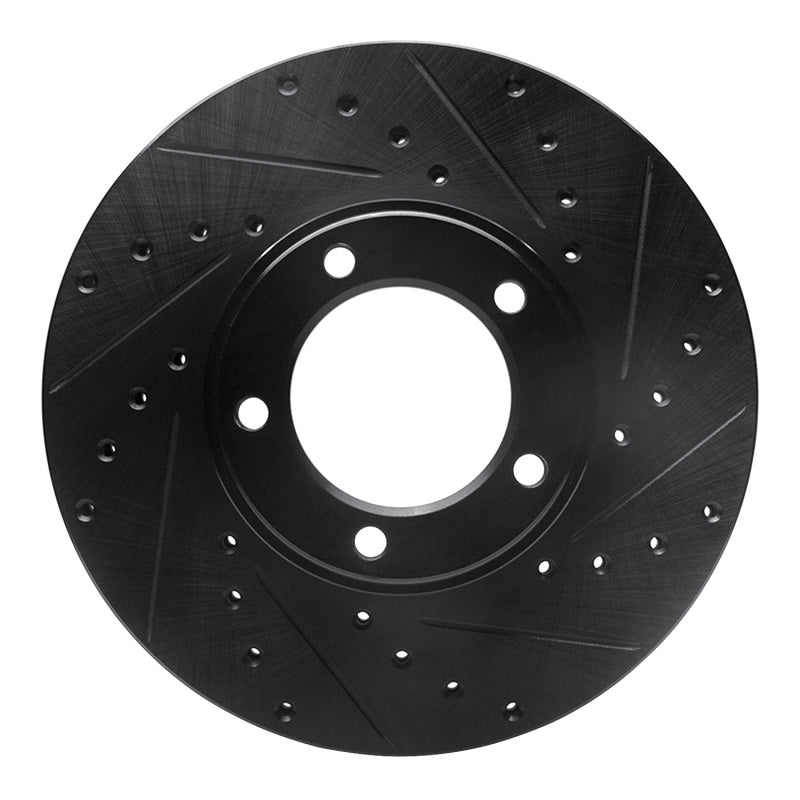 R1 Concepts 71-97 Jaguar XJ12 Front Right Drilled & Slotted Black Brake Rotor