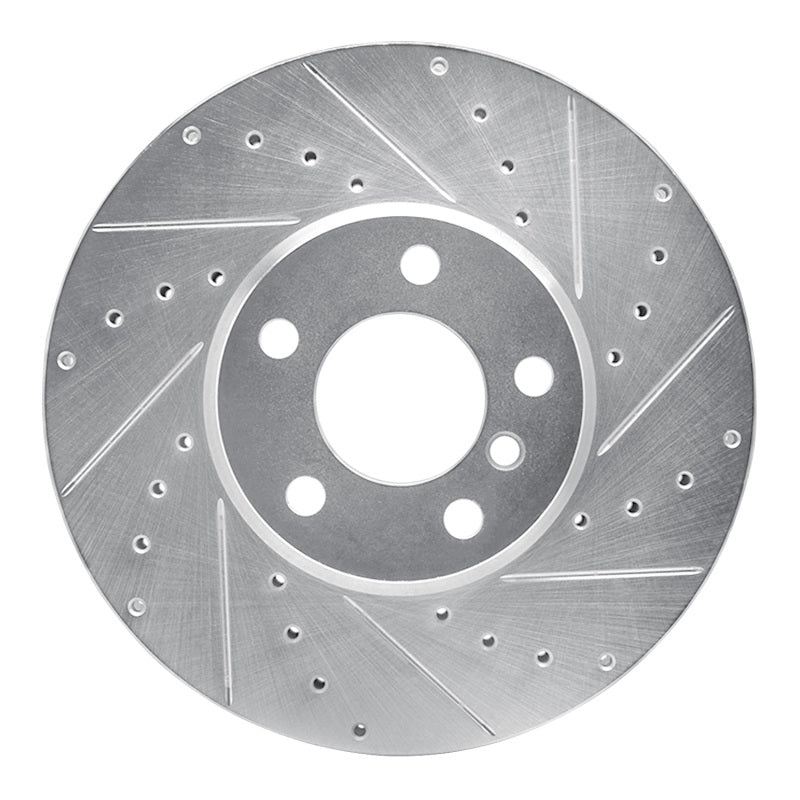 R1 Concepts 07-19 BMW X5 Front Right Drilled & Slotted Silver Brake Rotor
