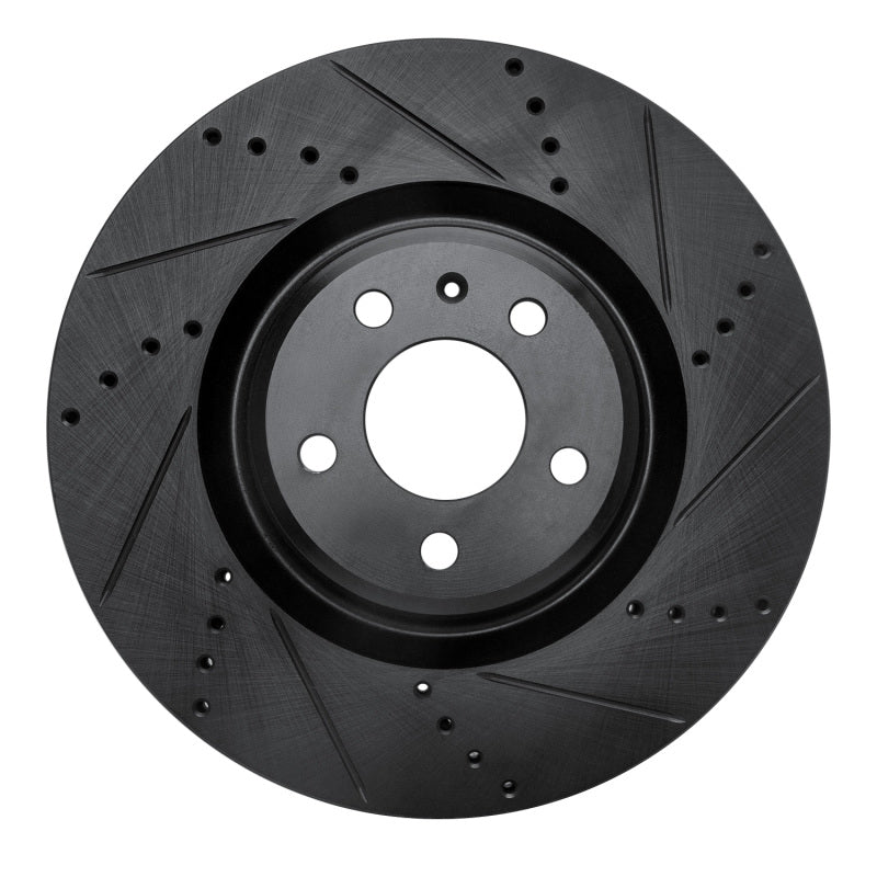R1 Concepts 12-20 Audi A7 Quattro Front Right Drilled & Slotted Black Brake Rotor