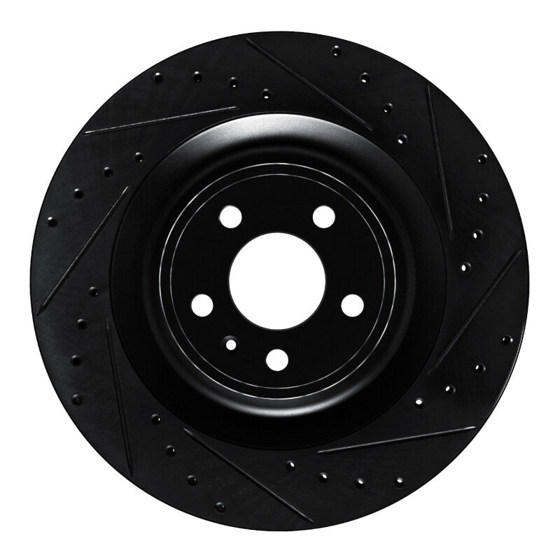 R1 Concepts 15-18 Porsche Macan Rear Right Drilled & Slotted Black Brake Rotor