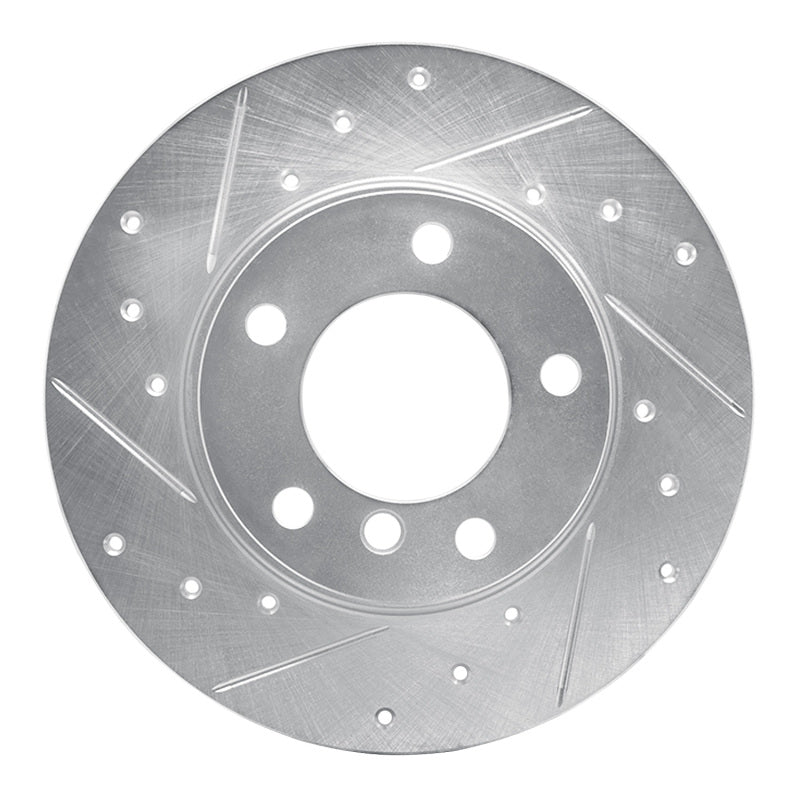 R1 Concepts 95-98 BMW 318TI Front Left Drilled & Slotted Silver Brake Rotor