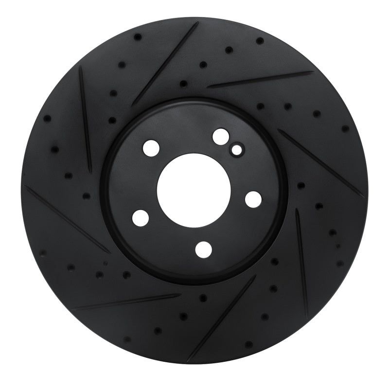 R1 Concepts 15-23 Mercedes-Benz E300 Front Left Drilled & Slotted Black Brake Rotor